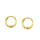 14K Gold 10mm Minimalist Round Cubic Zirconia Huggie Hoop Earrings