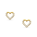 14K Gold 8mm Heart Shaped Cubic Zirconia Stud Earring