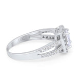 14K Gold Princess Shape Dazzling Split Shank Simulated Cubic Zirconia Wedding Engagement Ring