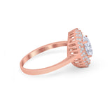 14K Gold Art Deco Oval Shape Bridal Simulated Cubic Zirconia Wedding Engagement Ring