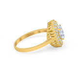 14K Gold Art Deco ovaler Braut-Hochzeits-Verlobungsring mit künstlichem Zirkonia