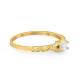 Zierlicher Art-Déco-Hochzeits- und Verlobungsring aus 14-karätigem Gold in runder Form mit künstlichem Zirkonia