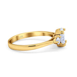 14K Gold Three Stone Oval Simulated Cubic Zirconia Engagement Ring