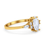 14K Gold Vintage-Stil Marquise-Form Braut simulierter Zirkonia Hochzeit Verlobungsring
