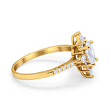 14K Gold Vintage Halo ovale Form simulierter Zirkonia Hochzeit Verlobungsring