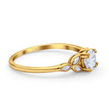 14-karätiger Gold-Vintage-Art-Déco-Hochzeits-Verlobungsring in runder Form mit künstlichem Zirkonia