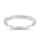 14 K Gold 0,10 ct rund 3 mm G SI Half Eternity Infinity Twisted Band Diamant-Verlobungs-Ehering