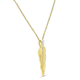 Diamant-Anhänger-Blatt-Halskette 14K Gold 0,13ct