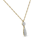 Diamond Teardrop Cluster Necklace 14K Gold 0.10ct