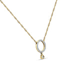 Dangling Open Circle Diamond Necklace 14K Gold 0.09ct