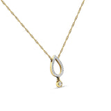 Baumelnde Diamant-Birnen-Tropfen-Halskette aus 14-karätigem Gold mit 0,09 ct