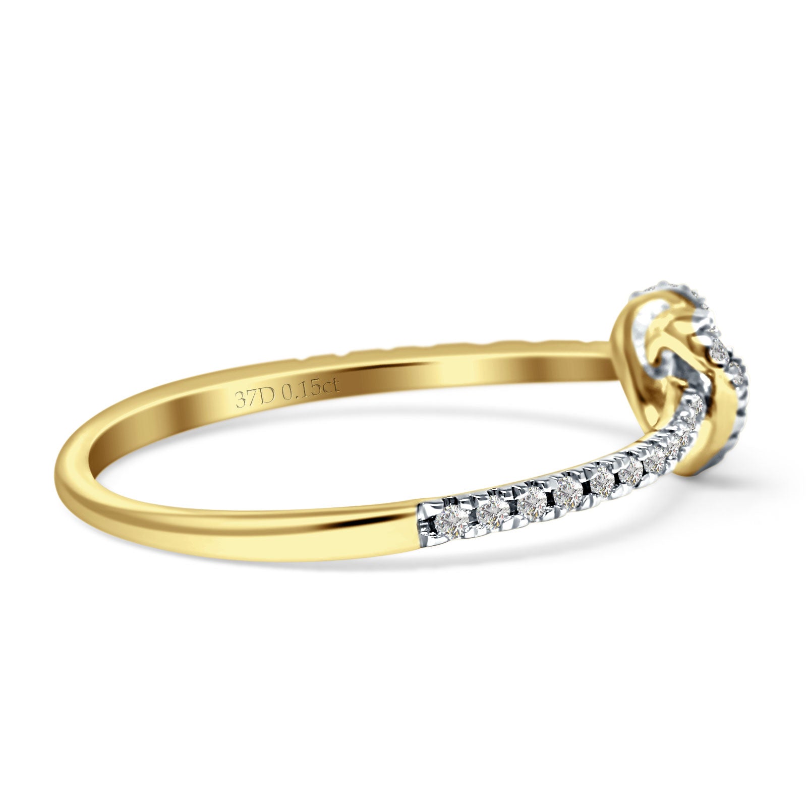 14K Gold Jewelry 0.15ct Twisted Knot Heart Infinity Round Diamond Engagement Ring