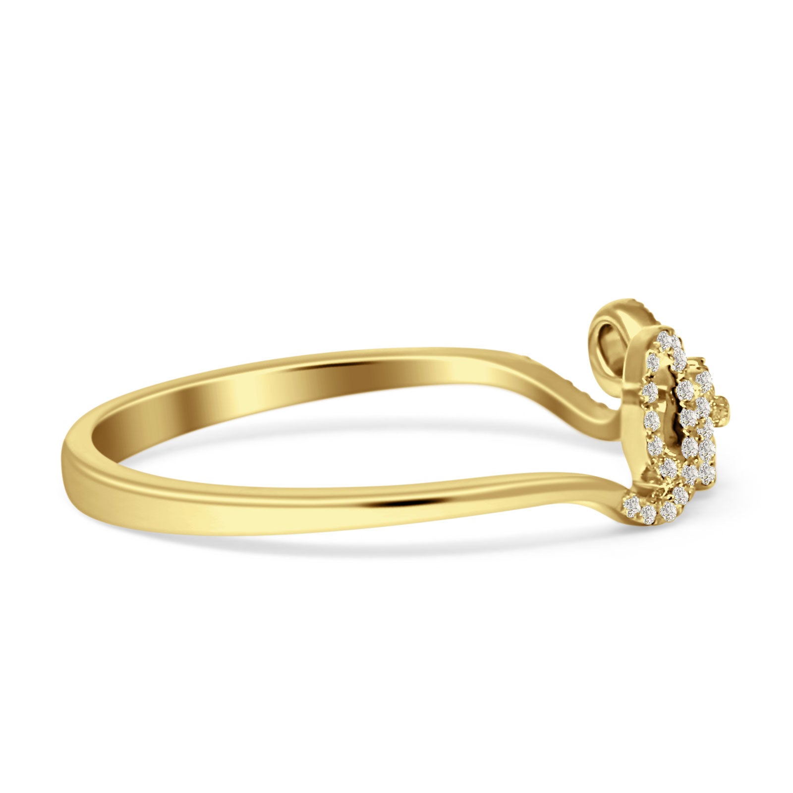 14K Gold Jewelry 0.13ct Heart Script Love Round Diamond Engagement Ring