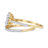 Diamant-Cluster-Ring, 0,25 ct, Marquise-Form, zweiteilig, natürliches 14-karätiges Gold