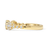 Halo-Ring mit drei Blumen, 0,39 ct, stapelbar, 14-karätiges Gold mit Diamanten