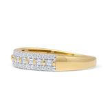 Dreireihiger 0,38-ct-Diamant-Half-Eternity-Ring aus 14-karätigem Gold