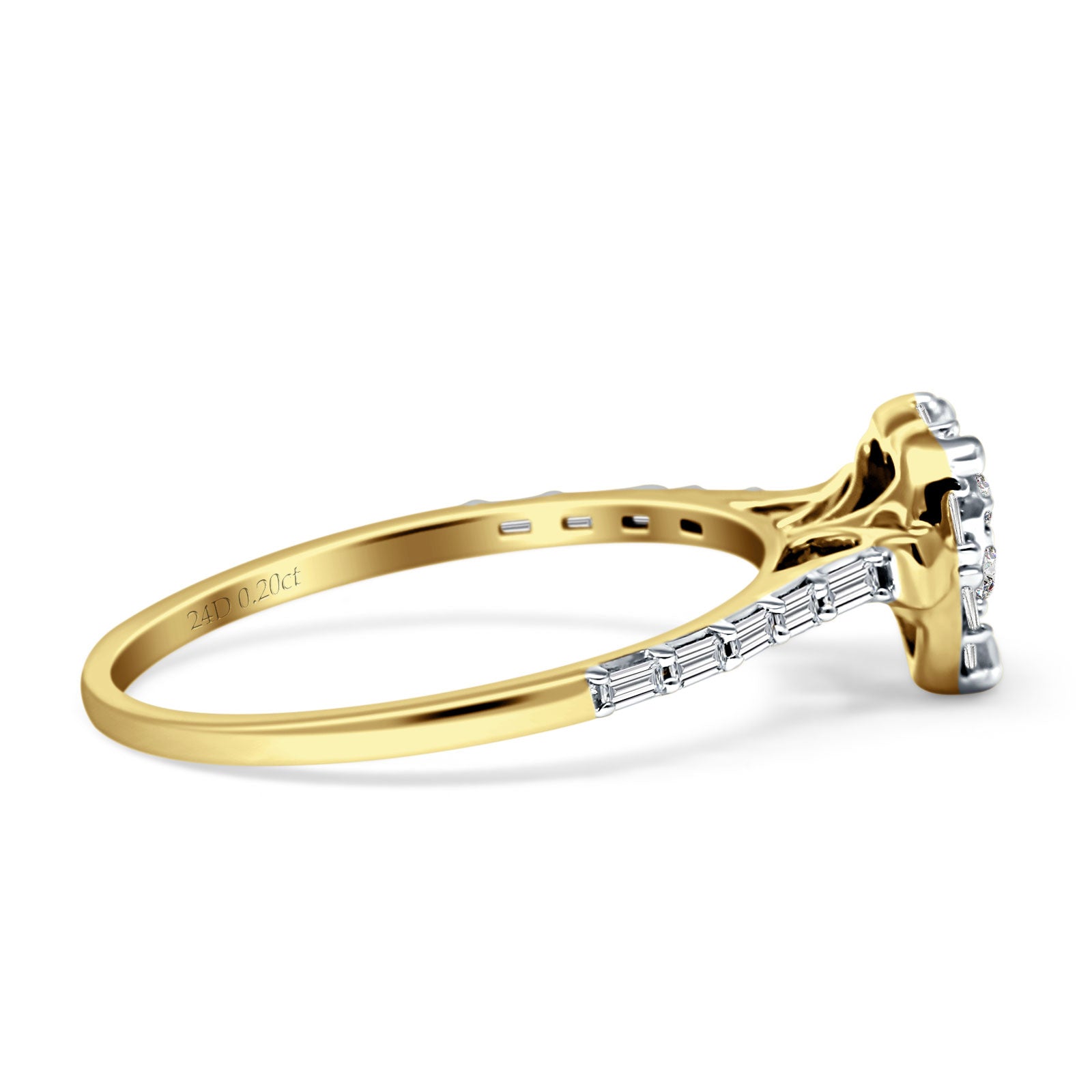 Heart Shaped Cluster Diamond Wedding Ring 14K Gold 0.20ct