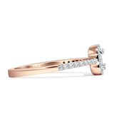 Halo Diamond Baguette Ring Round 14K Gold 0.25ct