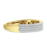 Diamond Stackable Ring Four Row Half Eternity 14K Gold 0.25ct