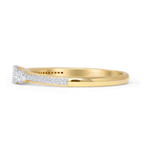 Runder Ring im Vintage-Stil mit 0,25 Karat drei Steinen und Diamanten aus 14-karätigem Gold