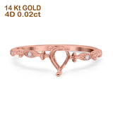 14K Gold 0.02ct Teardrop Pear 5mmx7mm G SI Semi Mount Diamond Engagement Wedding Ring