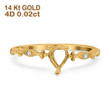 14 K Gold 0,02 ct Tropfen Birne 5 mm x 7 mm G SI Semi Mount Diamant Verlobungs-Ehering