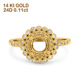14 K Gold 0,11 ct Halo Art Deco rund 5,5 mm G SI Semi Mount Diamant Verlobungs-Ehering
