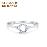 14K Gold 0.11ct Art Deco Oval 7mmx5mm G SI Semi Mount Diamond Engagement Wedding Ring