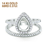 14 K Gold 0,37 ct Tropfen Birne 8 mm x 6 mm G SI halbgefasster Diamant-Verlobungs-Braut-Ehering