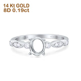 14K Gold 0.19ct Oval Vintage Style 8mmx6mm G SI Semi Mount Diamond Engagement Wedding Ring