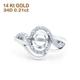 14 K Gold 0,21 ct Art Deco runder 7 mm G SI Semi Mount Diamant-Verlobungs-Ehering