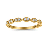 14 K Gold, 0,15 ct, rund, 2 mm G SI, halbe Ewigkeit, Art-Deco-Band, Diamant-Verlobungs-Ehering