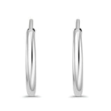 Solid 14K White Gold 1.5mm Thickness Hoop Earrings - 7 Different Size Available, Best Anniversary Birthday Gift for Her