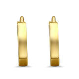 14K White Gold & Yellow Gold Square Tube Small Huggies Earrings (11mm) Best Anniversary Birthday Gift
