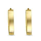 14K White & Yellow Gold Plain Huggies Earrings Hinged 1.3grams 13mm
