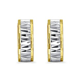 14K Two Tone Gold 5mm Thickness Huggie Hoop Earrings (15mm Diameter)