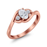 14K Gold Oval Shape Simulated Cubic Zirconia Bridal Wedding Engagement Ring