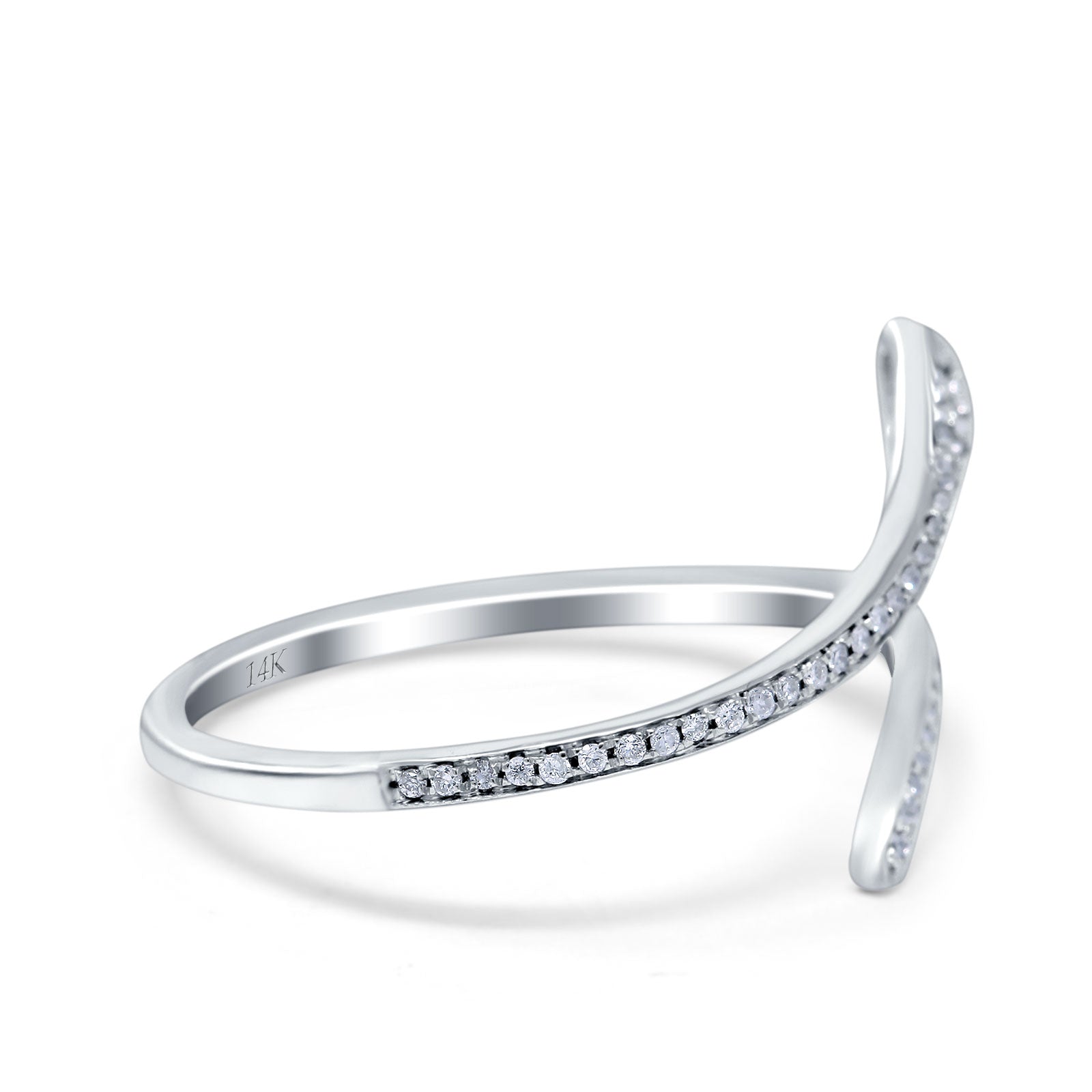 14K Gold Round Petite Dainty Snake Eternity Simulated CZ Wedding Engagement Ring