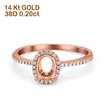 14K Gold 0.20ct Oval 8mmx6mm Fashion Accent G SI Semi Mount Diamond Engagement Wedding Ring