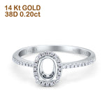 14 K Gold, 0,20 ct, oval, 8 mm x 6 mm, modischer Akzent, G SI, halbgefasster Diamant-Verlobungs-Ehering