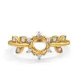 Verlobungs-/Ehering aus 14-karätigem Gold, 0,18 ct, rund, 6 mm G SI, halbgefasster Diamant