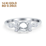 14 K Gold 0,09 ct rund 7 mm G SI Semi Mount Diamant Verlobungs-Ehering