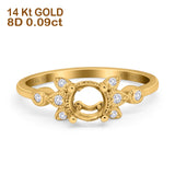 14 K Gold 0,09 ct rund 7 mm G SI Semi Mount Diamant Verlobungs-Ehering