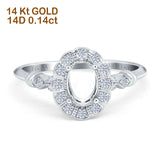 14K Gold 0.14ct Oval 7mmx5mm G SI Semi Mount Diamond Engagement Wedding Ring