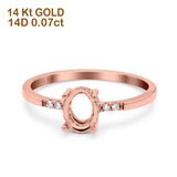 14K Gold 0.07ct Oval 8mmx6mm G SI Semi Mount Diamond Engagement Wedding Ring