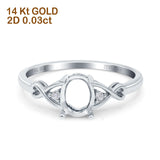 14 K Gold, 0,03 ct, oval, 8 mm x 6 mm, G SI, halbgefasster Diamant-Verlobungs-Ehering