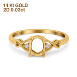 14 K Gold, 0,03 ct, oval, 8 mm x 6 mm, G SI, halbgefasster Diamant-Verlobungs-Ehering