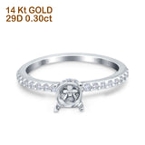14K Gold 0.30ct Round 6mm G SI Semi Mount Diamond Engagement Wedding Ring