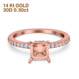 14K Gold 0.30ct Cushion Cut Vintage Accent 7mm G SI Semi Mount Diamond Engagement Wedding Ring
