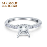 14K Gold 0,30ct Cushion Cut Vintage Akzent 7mm G SI Semi Mount Diamant Verlobungs-Ehering